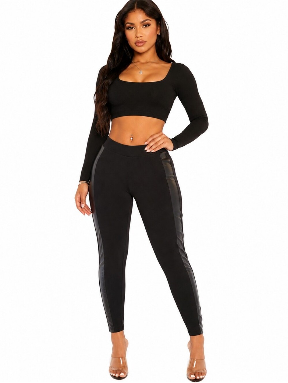 Vince Camuto - Black Ponte Knit Tuxedo Leggings